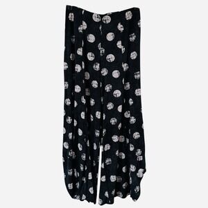 Alembika Circle Wide Balloon Leg Punto Pants Womens 0 US 4-6 Black Lagenlook Dot